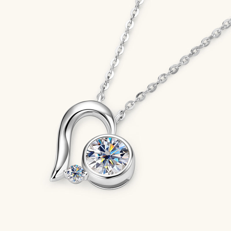 Dainty Heart Moissanite Sterling Silver Necklace Bridesmaid Gift for Her
