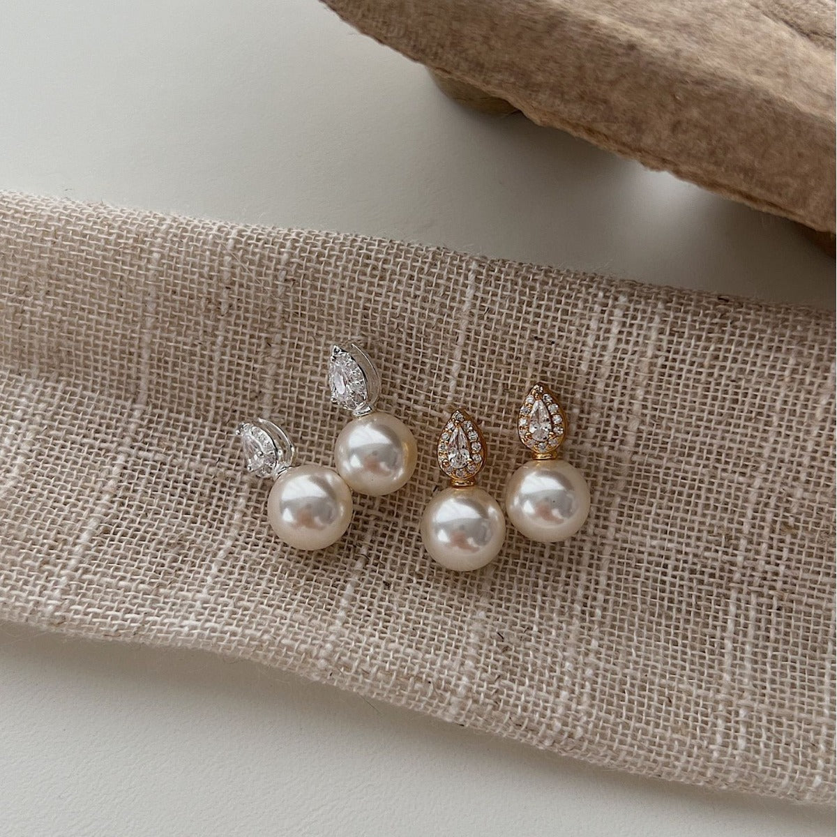 Sterling Silver Pearl Stud Earrings Drop Wedding Bridal Engagement Gift for Mom