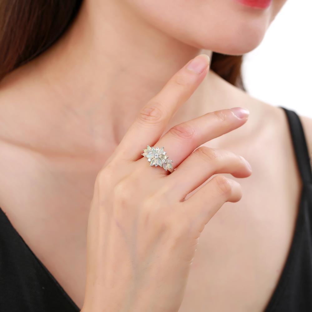 Natural Gemstones Promise Engagement Ring