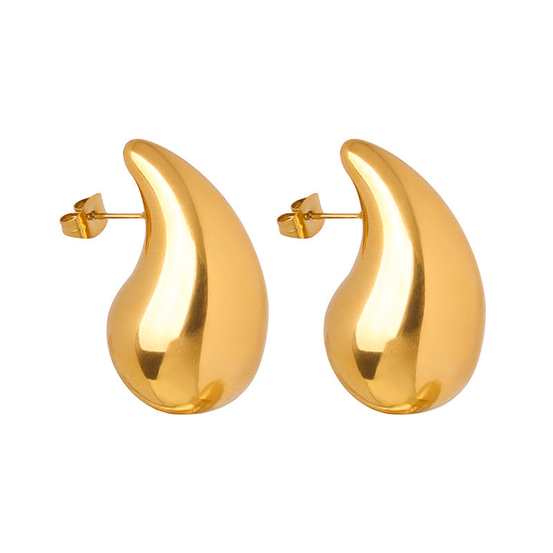 Large Teardrop Gold Earrings Trendy Waterdrop Chunky Statement Dome Gift for Her
