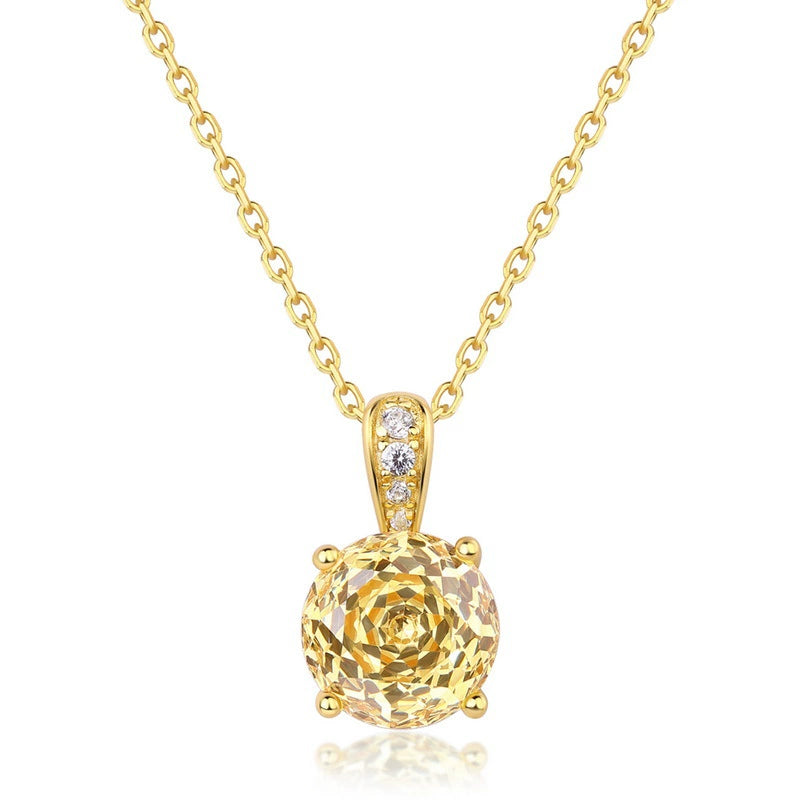 Rose Cut Zircon Pendant Necklace in 18K Gold Plated Sterling Silver