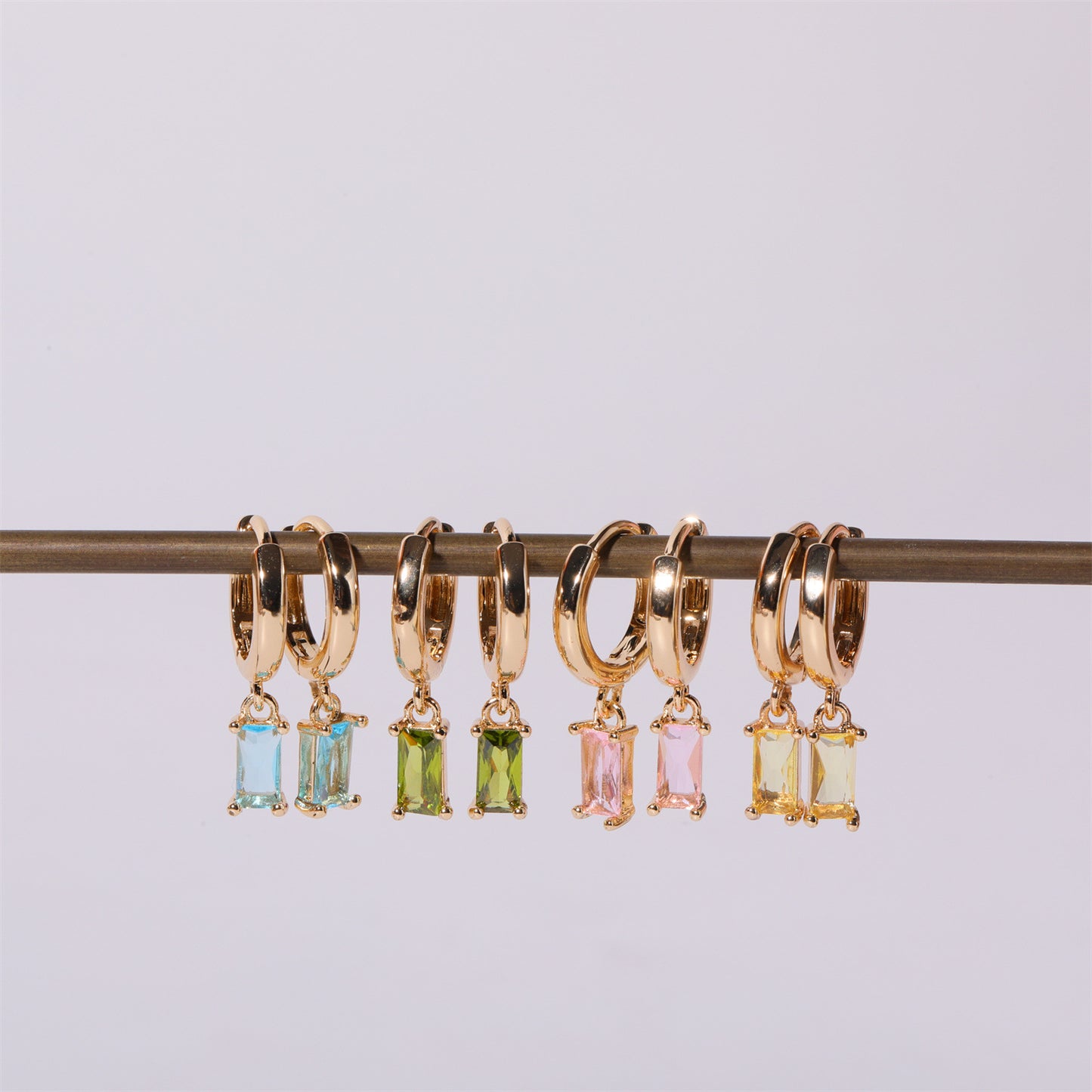 14k Gold Plated Hoop Earrings with Gemstone Birthstone Earrings Huggie Birtstone Earrings Perfect Jewelry Gift for Mom Present Valentine's Day Gift