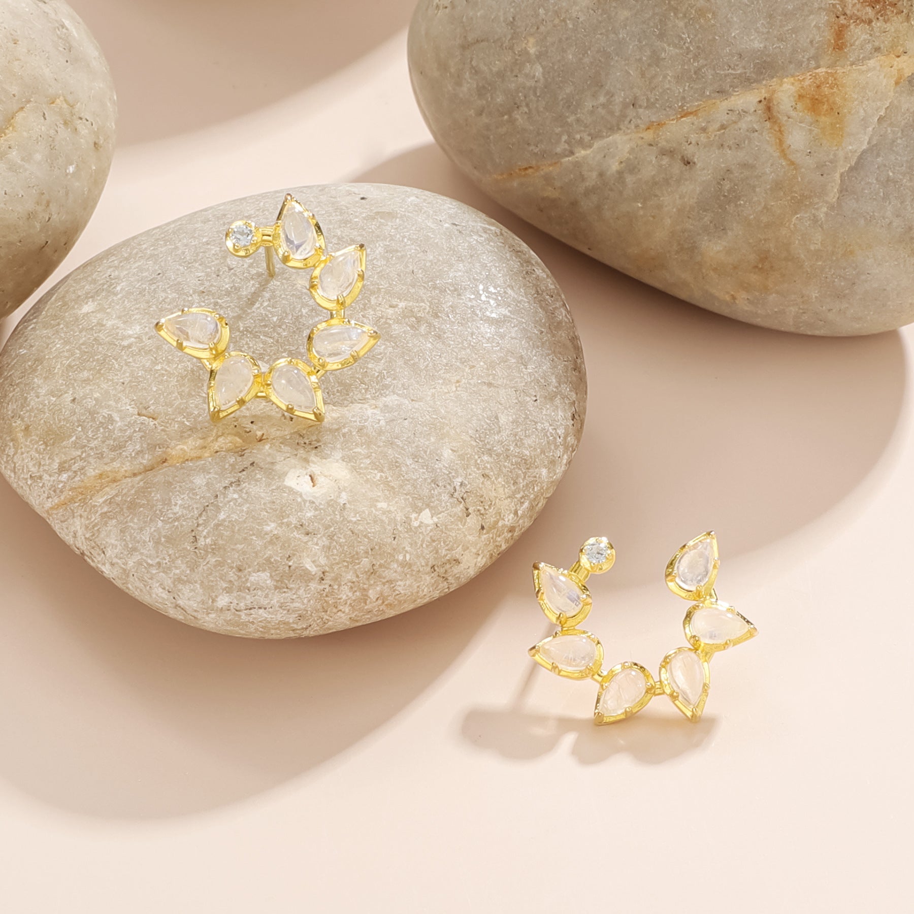 Pear Natural Moonstone Studs Earrings 925 Sterling Silver Christmas Gift