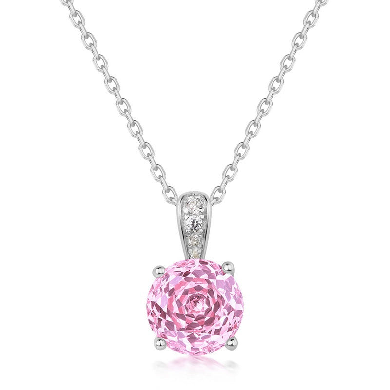 Rose Cut Zircon Pendant Necklace in 18K Gold Plated Sterling Silver