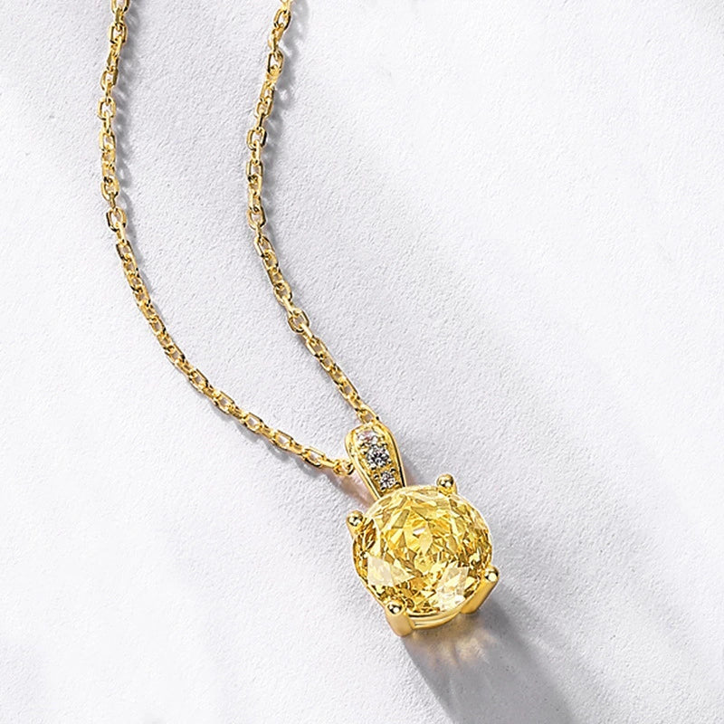 Rose Cut Zircon Pendant Necklace in 18K Gold Plated Sterling Silver