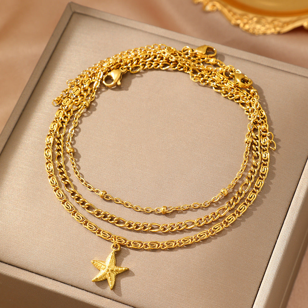 Women's Fashion Casual Starfish Golden Chain Anklet