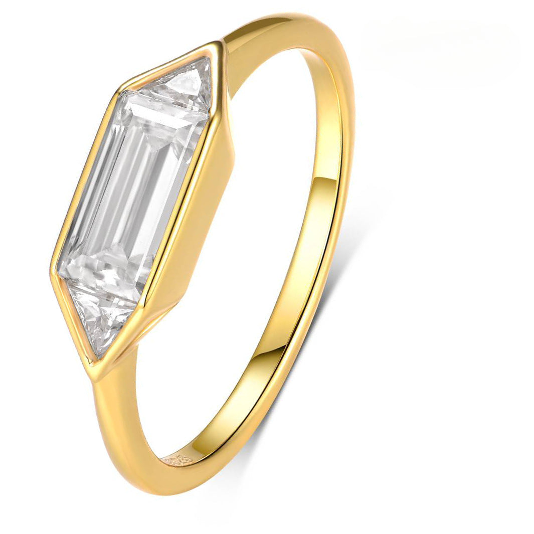 Moissanite Minimalist Ring 925 Silver Geometric Jewelry Gift for Her