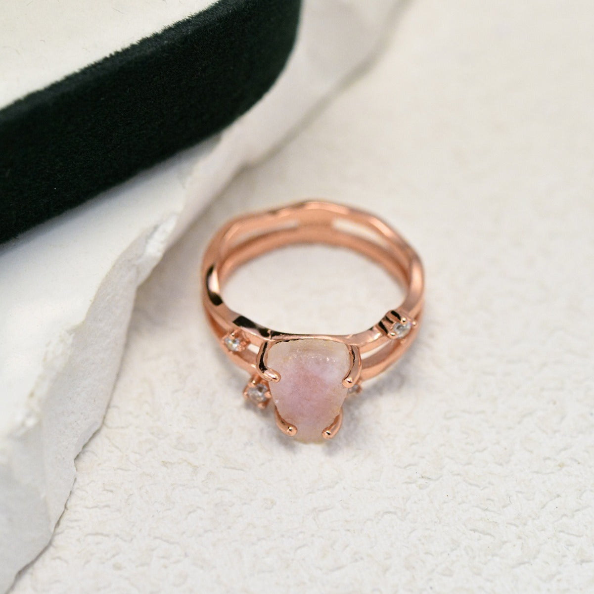 925 Silver Irregular Triangle Moonstone Ring Semiprecious Ring Gift For Her