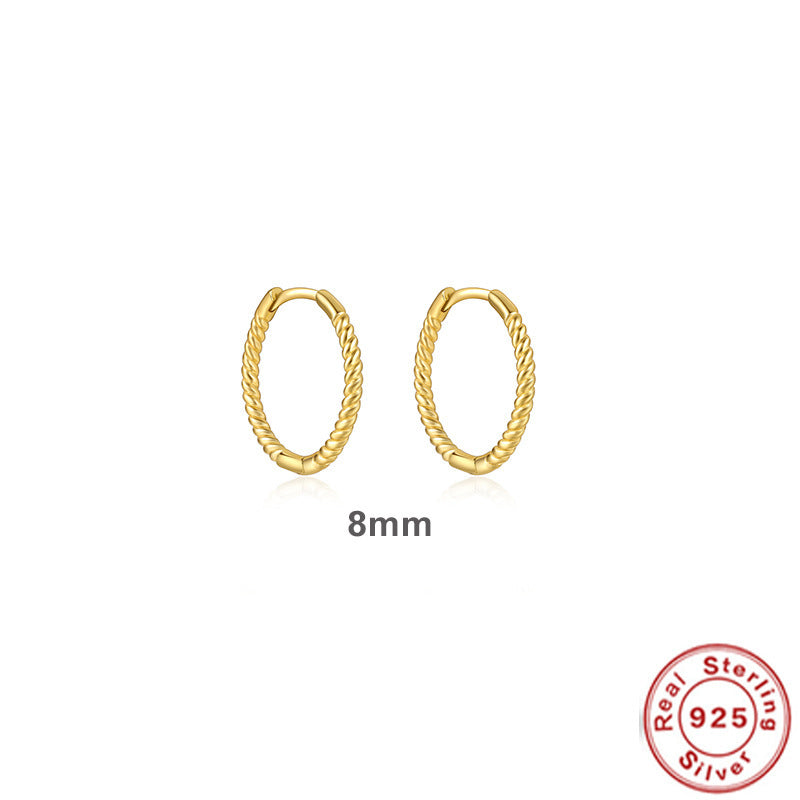 Twist Huggies Hoop Earrings 925 Sterling Silver Gift for Her