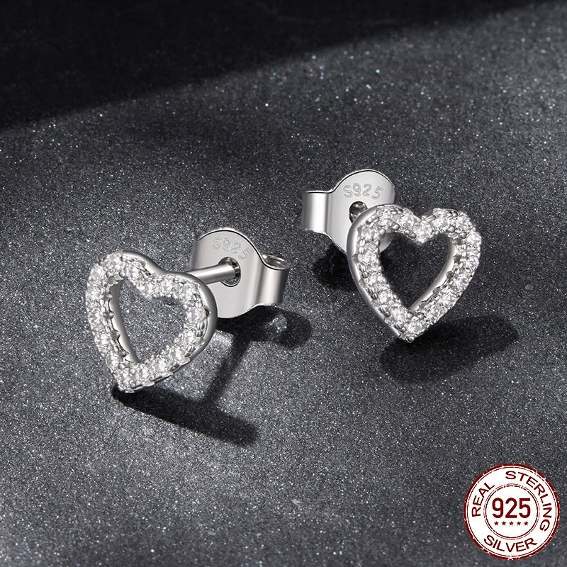 Heart Moissanite Earrings 925 Sterling Silver Platinum-plated Stud