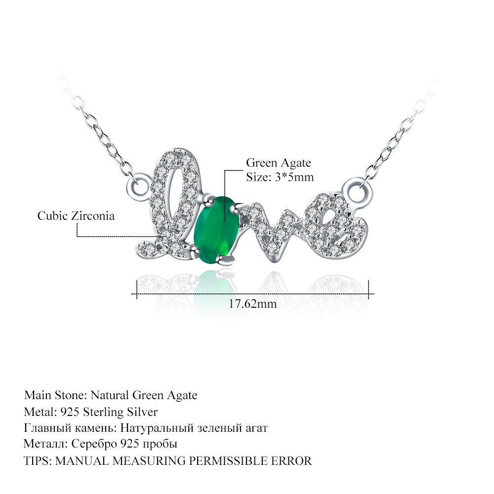 Amethyst or Garnet "LOVE" Pendant Necklace - 925 Sterling Silver, Dainty Jewelry Gift