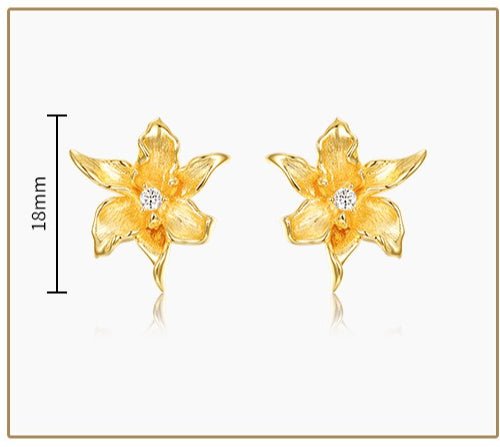 Artisan Textured Bloom Studs, 3D Flower Earrings in Brushed Sterling Silver