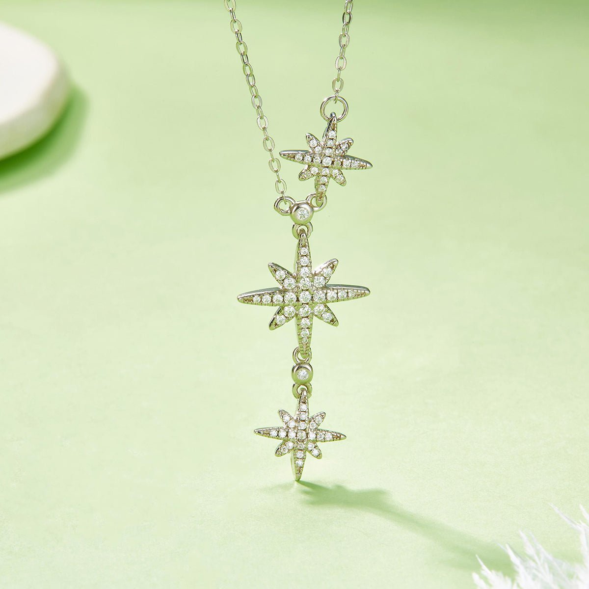 Astrale Moissanite Necklace 0.32ct in 925 Sterling Silver 18K White Gold Plated