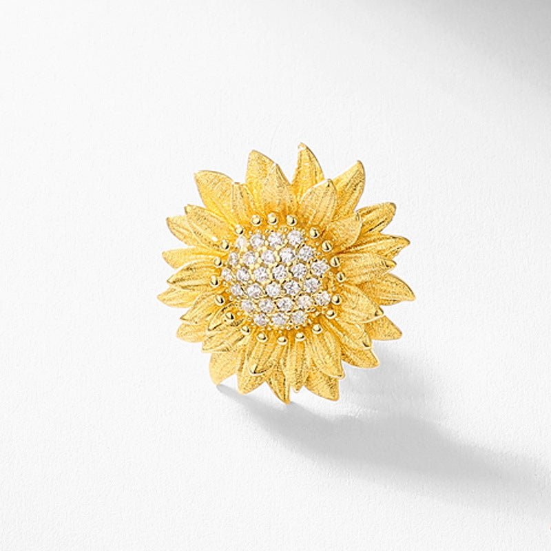 Asymmetrical Daisy Stud Earrings - Italian 10K Gold Plated 925 Sterling Silver