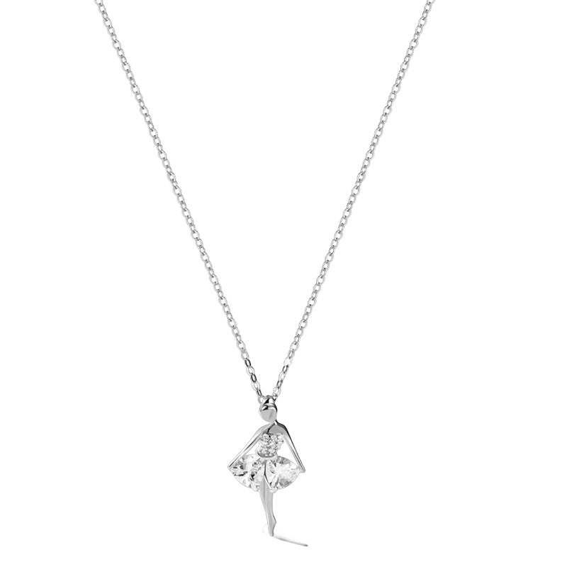Ballet Dancer Necklace, Austrian Crystal 925 Sterling Silver 18k Gold Plated Gift for Her
