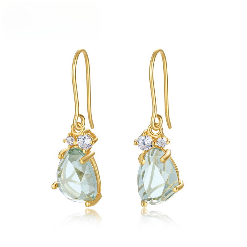 Irregular Crystal Dangle Drop Earrings in 925 Sterling Silver