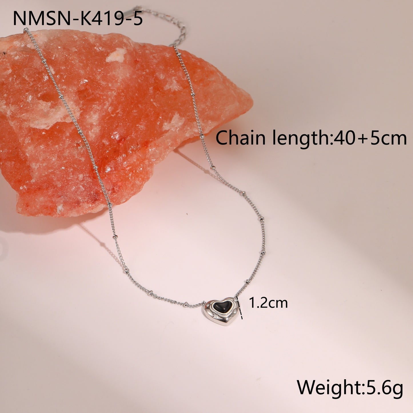 Love Heart-shaped Natural Stone Pendant Titanium Steel Necklace