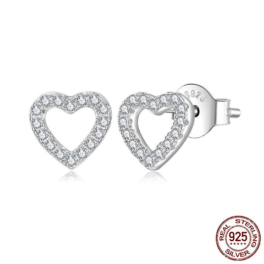 Heart Moissanite Earrings 925 Sterling Silver Platinum-plated Stud