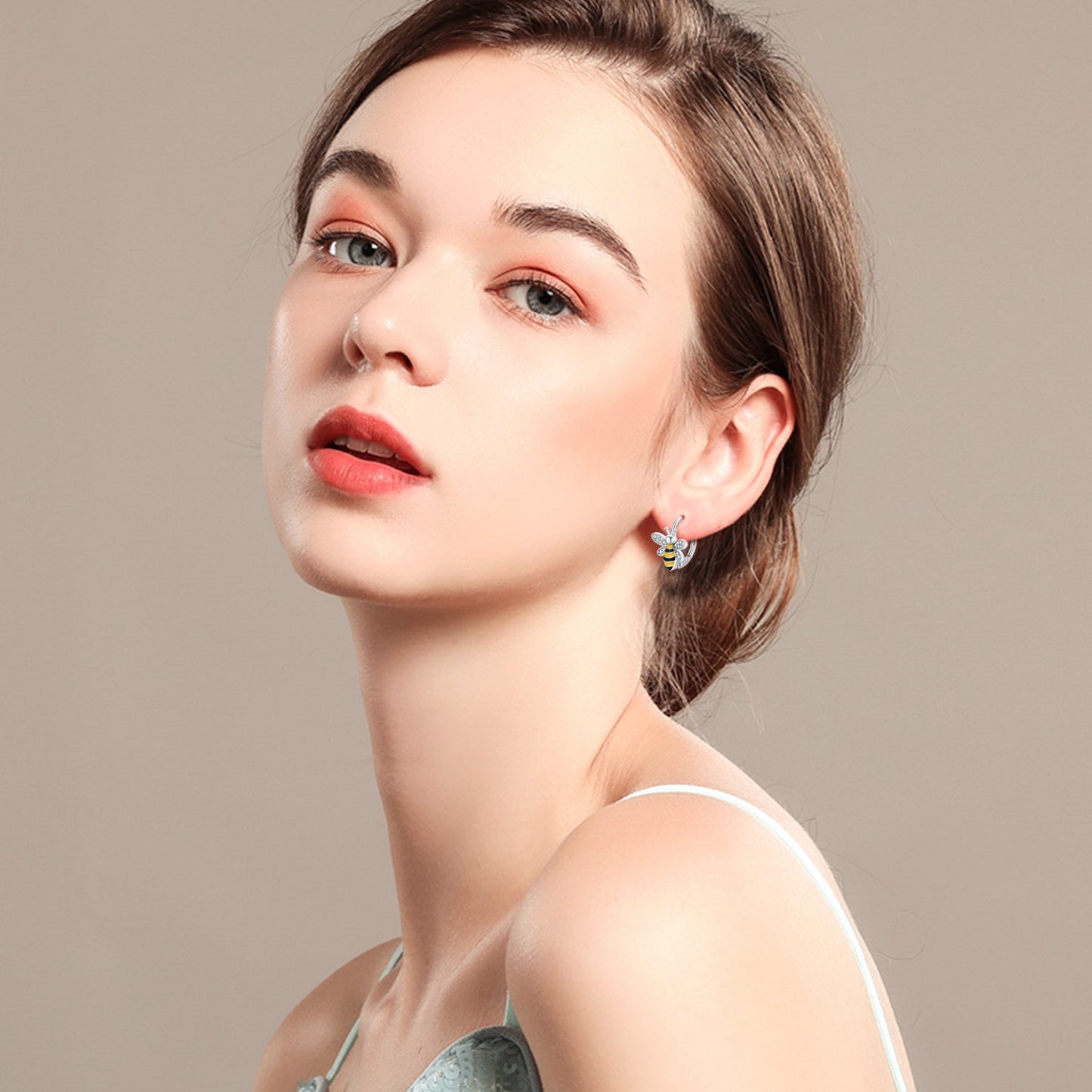 Bee Earrings 925 Sterling Silver Bumble Honey Huggie Hoop Gifts for Her