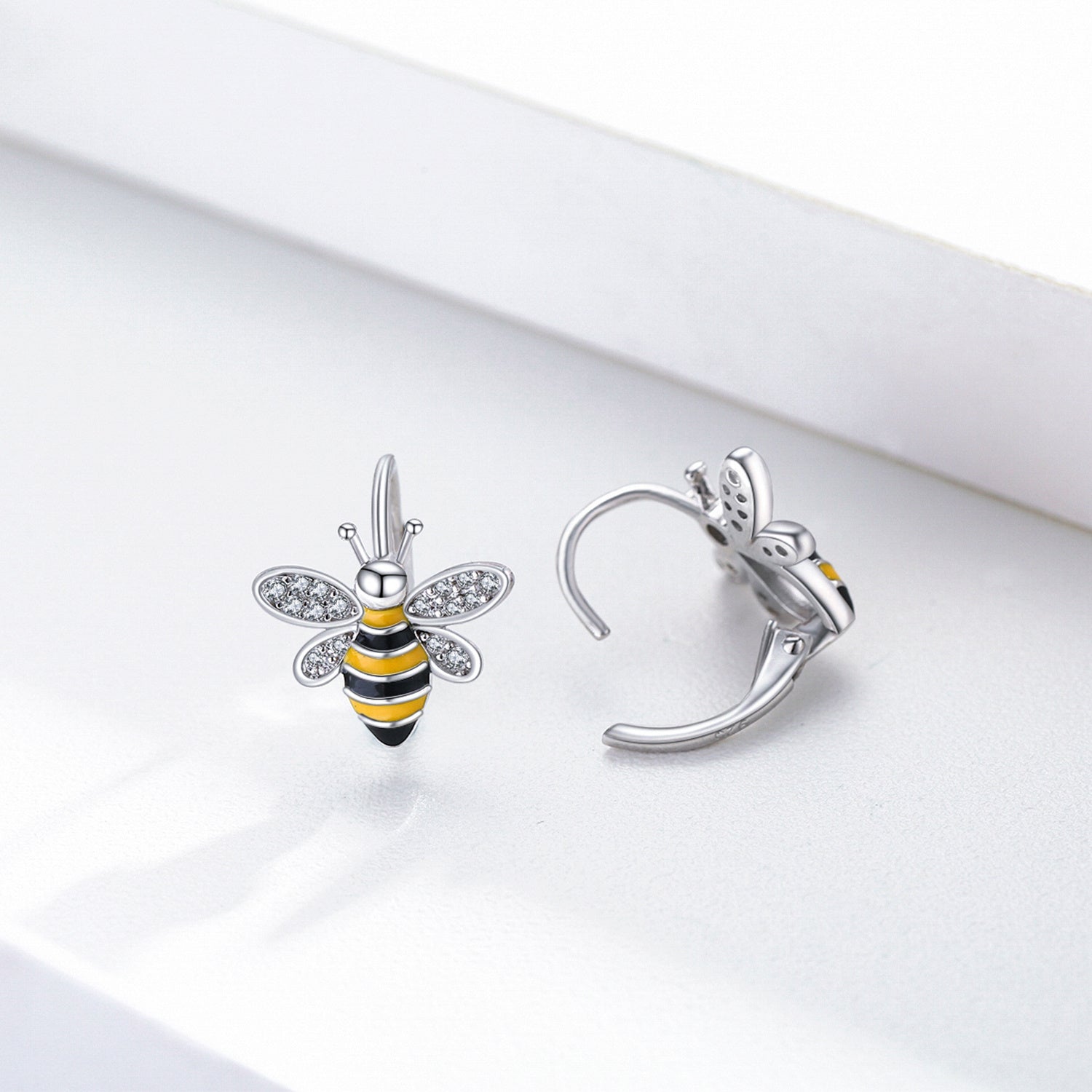 Bee Earrings 925 Sterling Silver Bumble Honey Huggie Hoop Gifts for Her