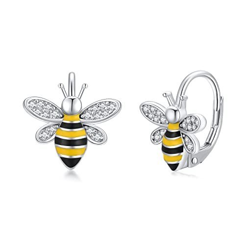 Bee Earrings 925 Sterling Silver Bumble Honey Huggie Hoop Gifts for Her