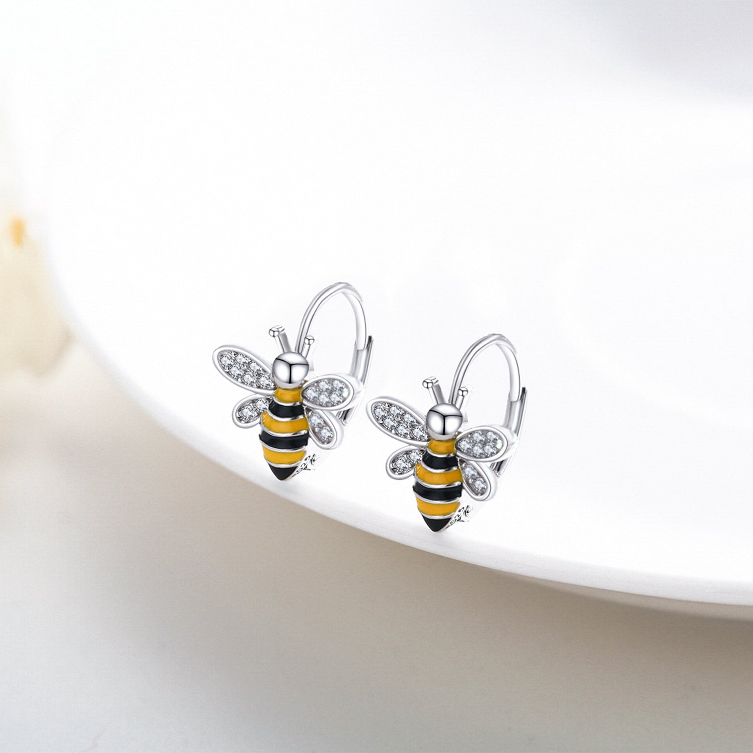 Bee Earrings 925 Sterling Silver Bumble Honey Huggie Hoop Gifts for Her