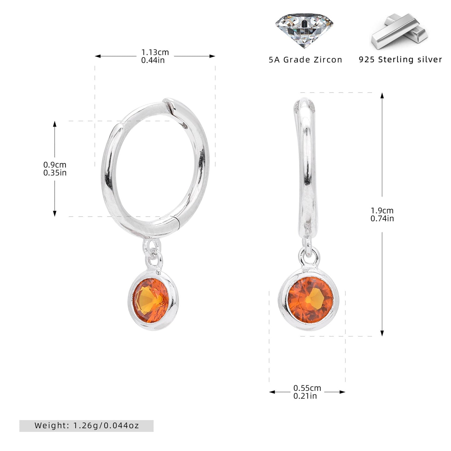 Birthstone Earrings in Sterling Silver Personalized Birthstone Jewelry Birthday Gift, Gift for Her