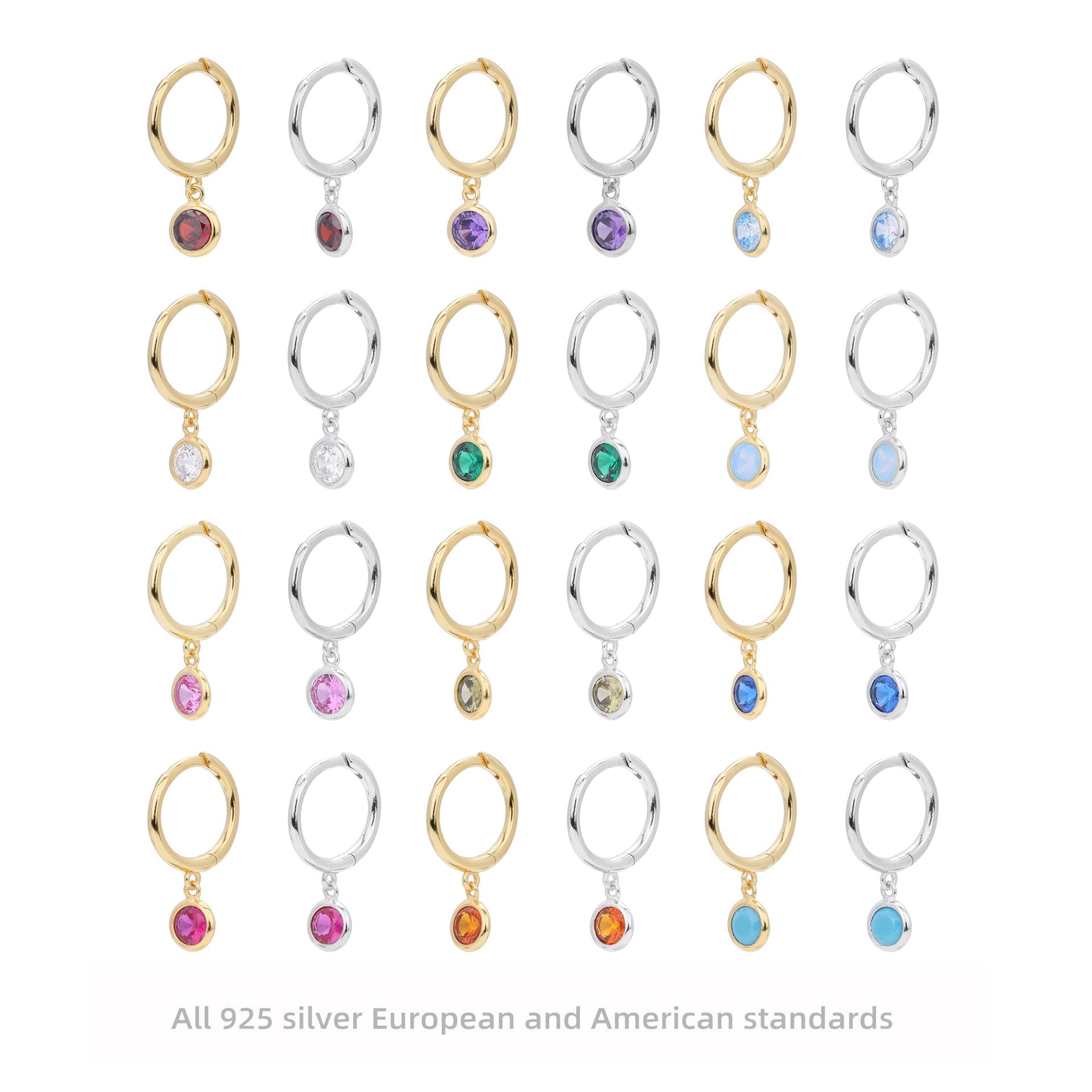 Birthstone Earrings in Sterling Silver Personalized Birthstone Jewelry Birthday Gift, Gift for Her