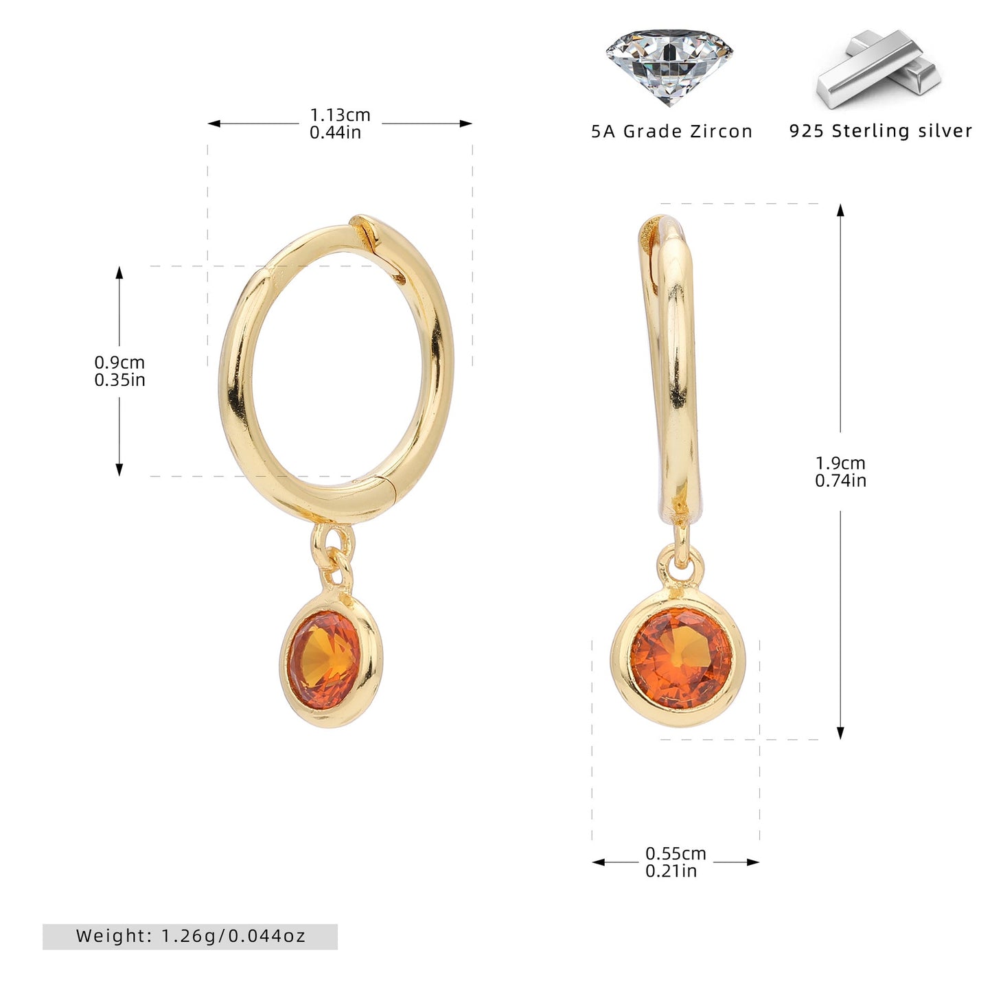 Birthstone Earrings in Sterling Silver Personalized Birthstone Jewelry Birthday Gift, Gift for Her