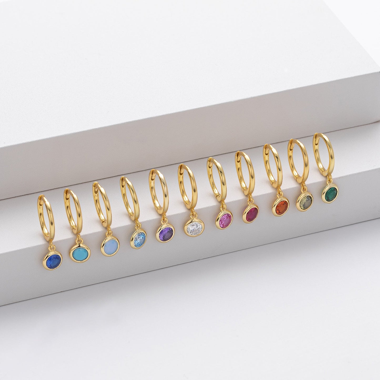 Birthstone Earrings in Sterling Silver Personalized Birthstone Jewelry Birthday Gift, Gift for Her