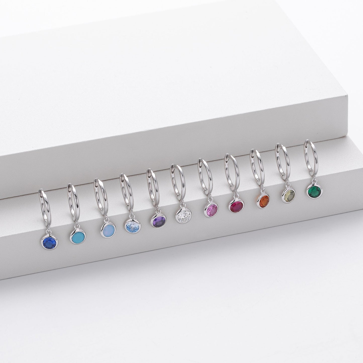 Birthstone Earrings in Sterling Silver Personalized Birthstone Jewelry Birthday Gift, Gift for Her