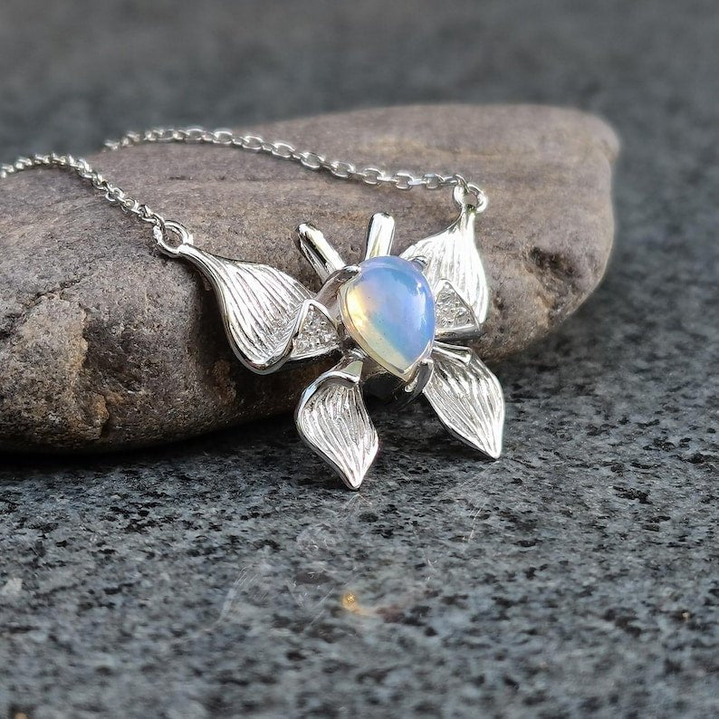 Butterfly Opal Necklace Sterling Silver, Delicate Nature Pendant with Natural Opal Birthstone Gift