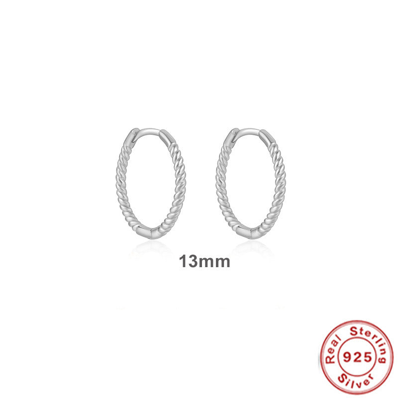 Twist Huggies Hoop Earrings 925 Sterling Silver Gift for Her