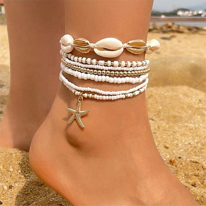 Bohemian Style Bead Anklet Suit Summer Leisure