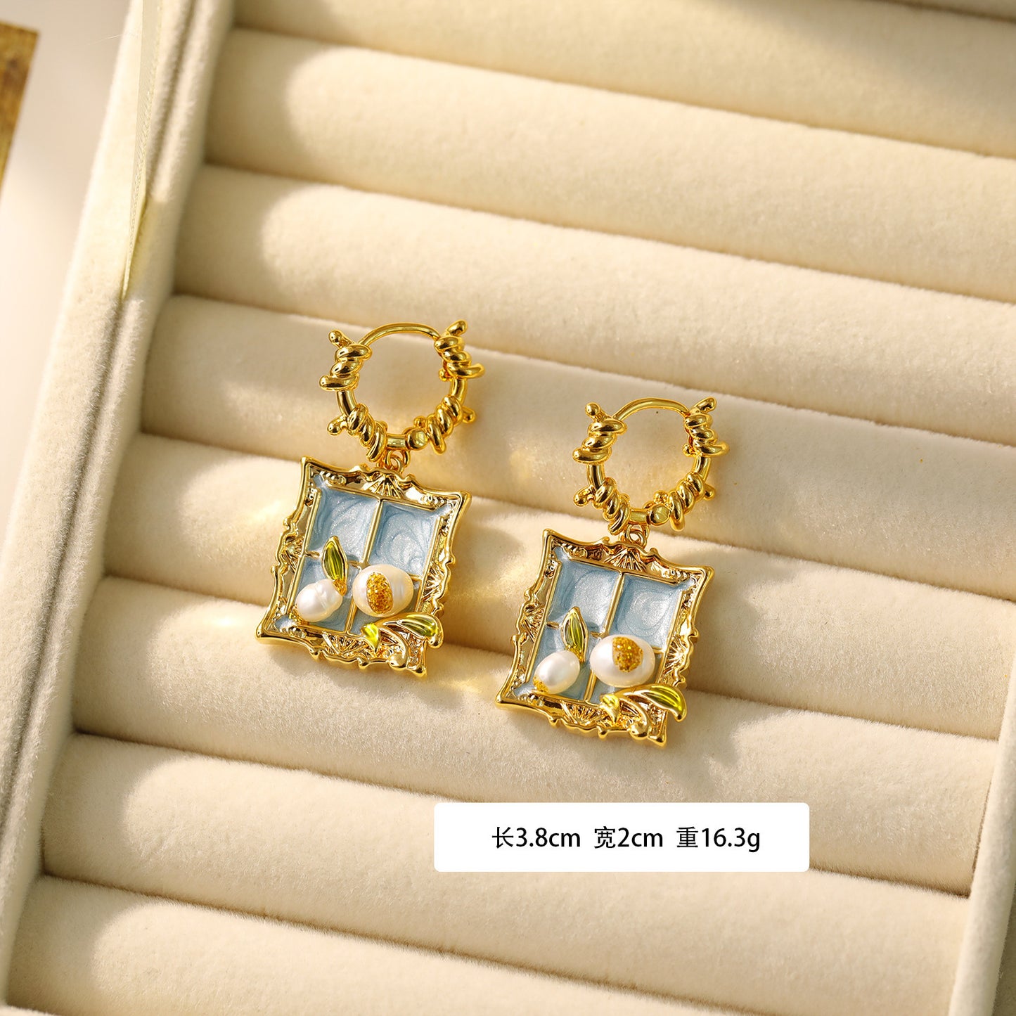 Oil Painting Style Earrings, Pearl Earrings For Women