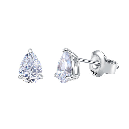 Classic Pear Moissanite Stud Earrings 925 Sterling Silver Gold Plated Gift for Her