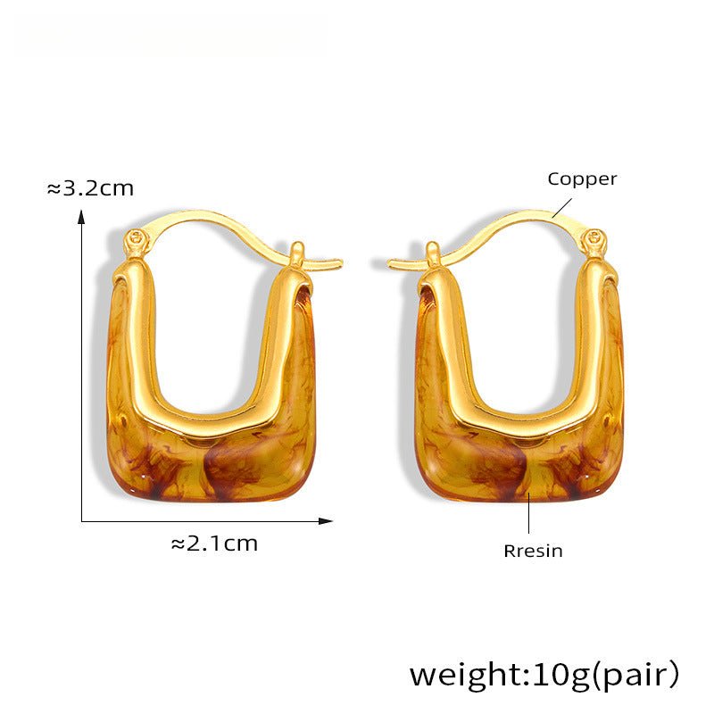 Coffee Brown Retro Hoop Earrings | Simple Hoop Earrings | Square Hoop Earrings | Dainty Earrings | Boho Vintage Earrings