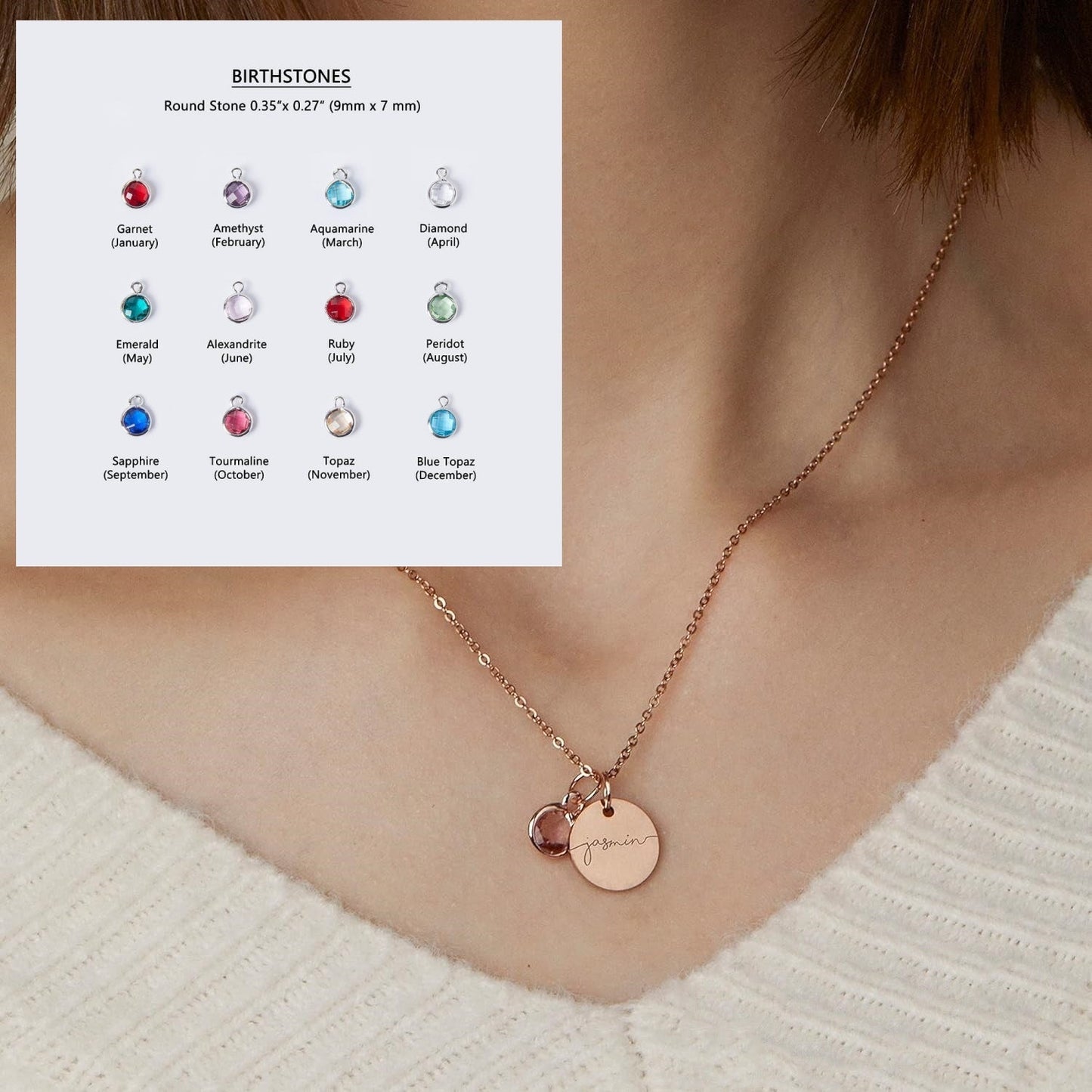 Custom Name Birthstone Necklace - Stackable Gift for Mother's Day, Birthday