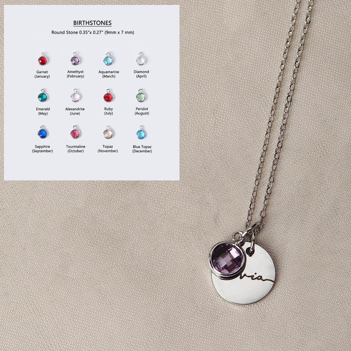 Custom Name Birthstone Necklace - Stackable Gift for Mother's Day, Birthday