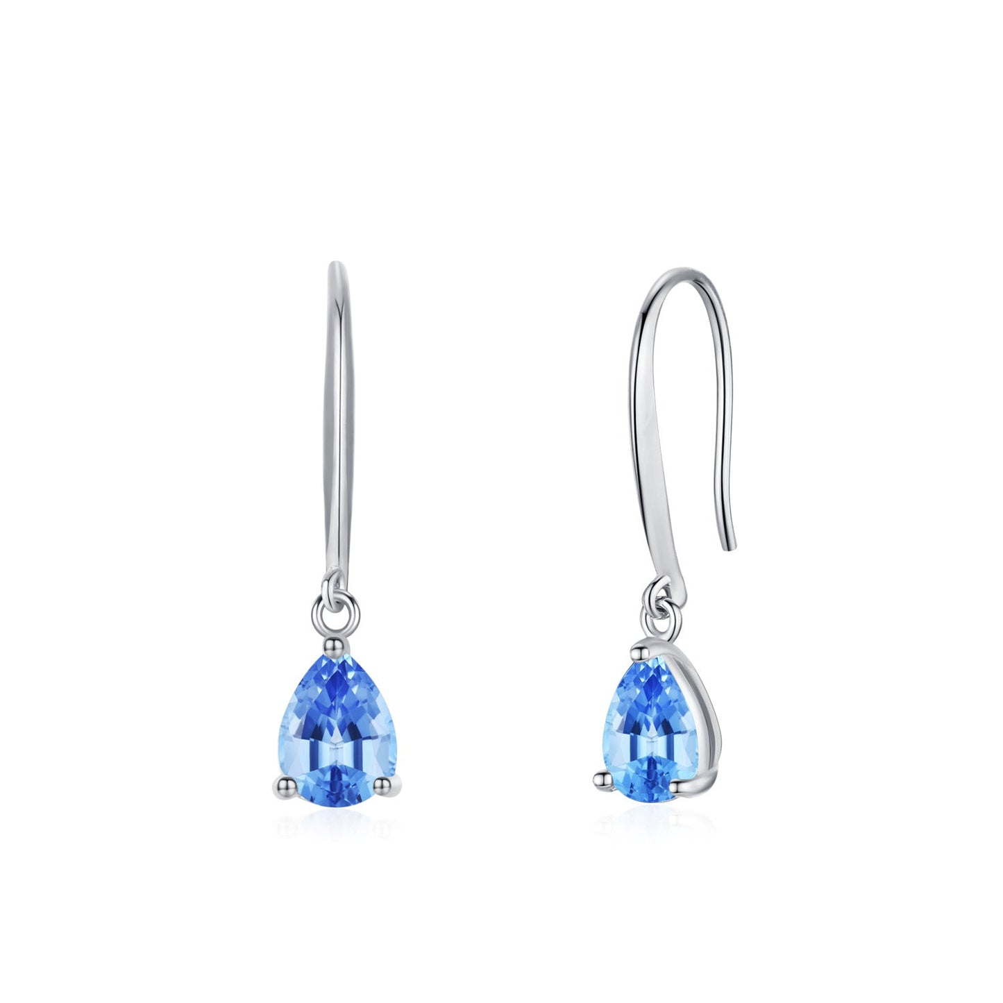 CZ Droplet Drop Earrings in Sterling Silver, Silver or Gold, Pear Shape 5x7mm Cubic Zirconia Hook Earrings