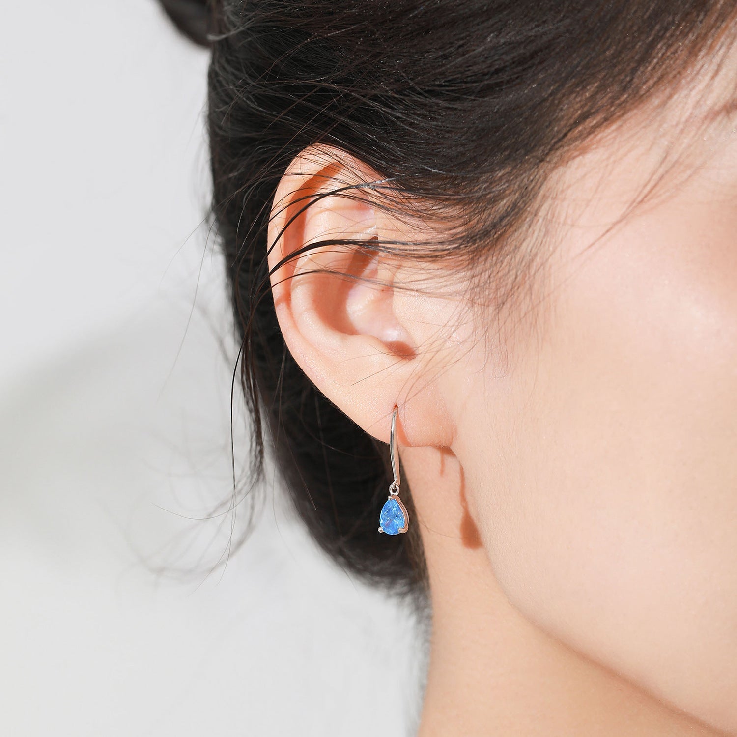 CZ Droplet Drop Earrings in Sterling Silver, Silver or Gold, Pear Shape 5x7mm Cubic Zirconia Hook Earrings