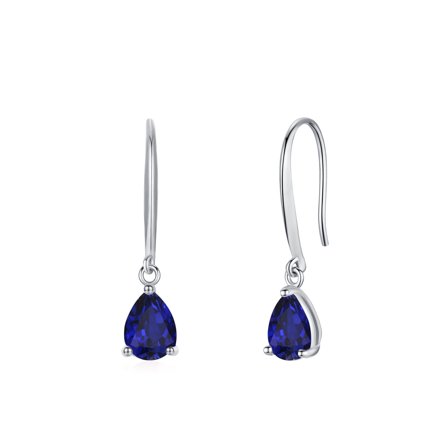 CZ Droplet Drop Earrings in Sterling Silver, Silver or Gold, Pear Shape 5x7mm Cubic Zirconia Hook Earrings