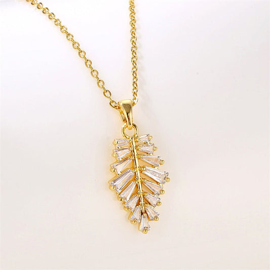 Boho Leaf Necklace, Gold Filled Bridal Necklace for Woodland Wedding & Bridesmaid Gifts