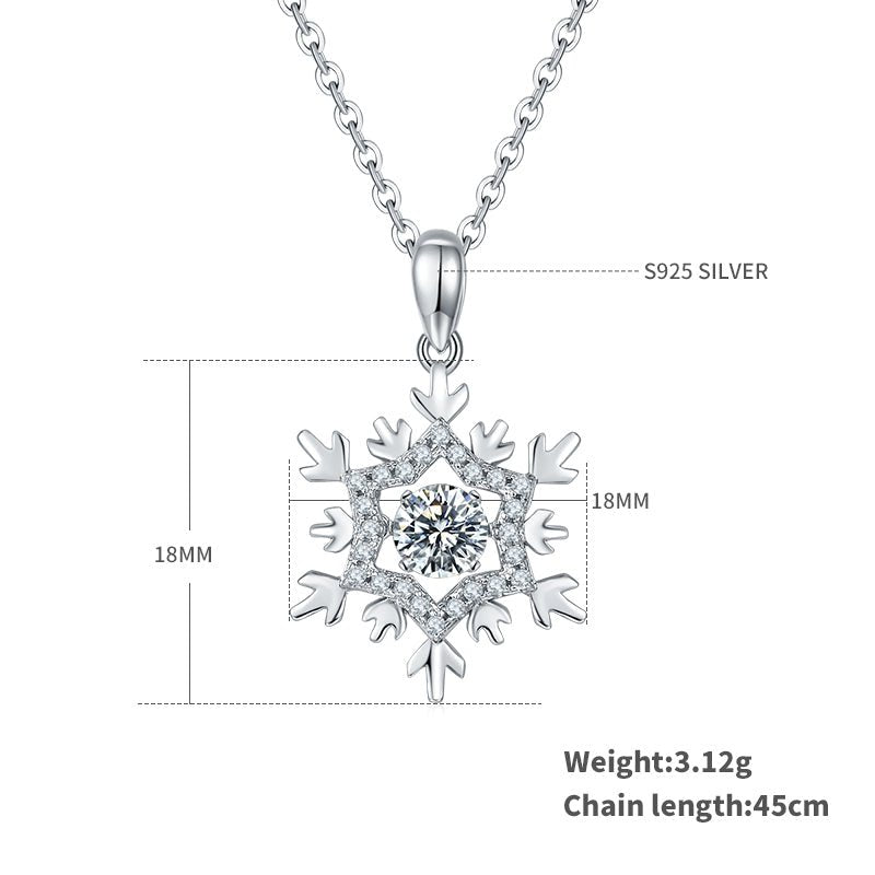 D Color 0.5ct Moissanite Icy Snow Queen Necklace, 925 Silver Rhodium Plated