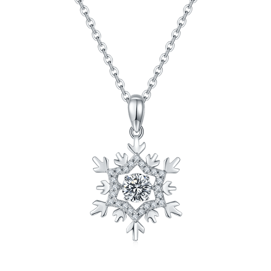 D Color 0.5ct Moissanite Icy Snow Queen Necklace, 925 Silver Rhodium Plated