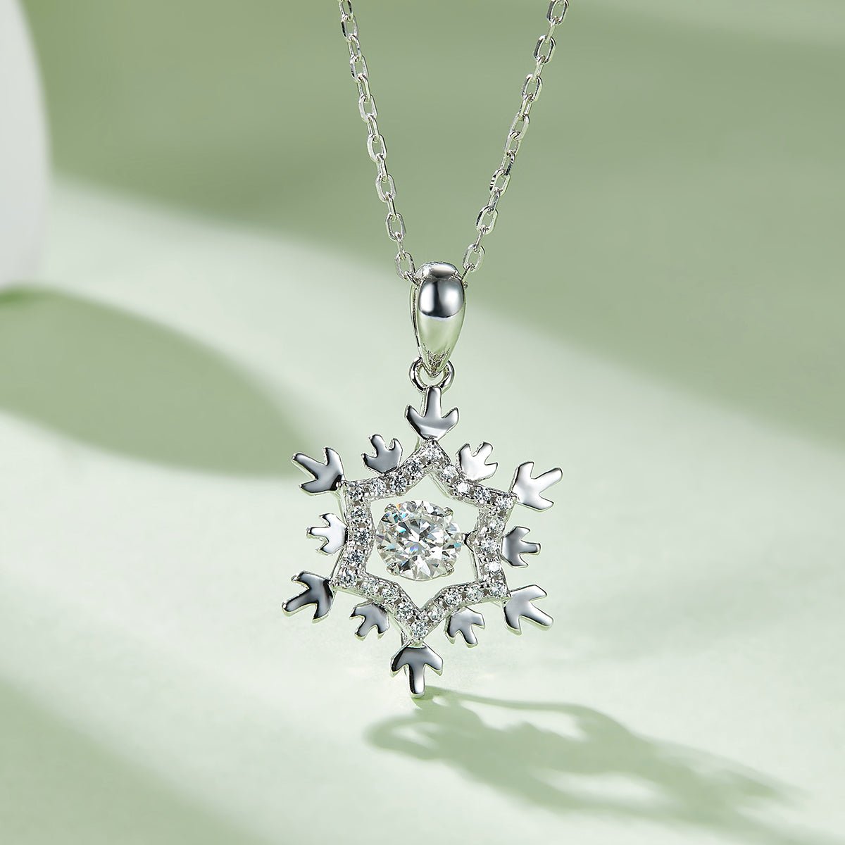 D Color 0.5ct Moissanite Icy Snow Queen Necklace, 925 Silver Rhodium Plated