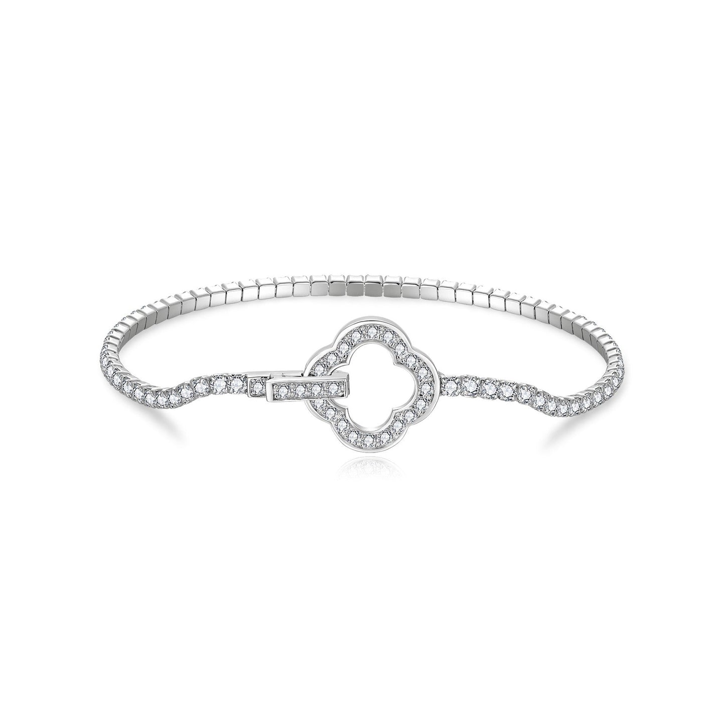 D Color Moissanite Tennis Bracelet Clasp 925 Silver 18K Gold Plated