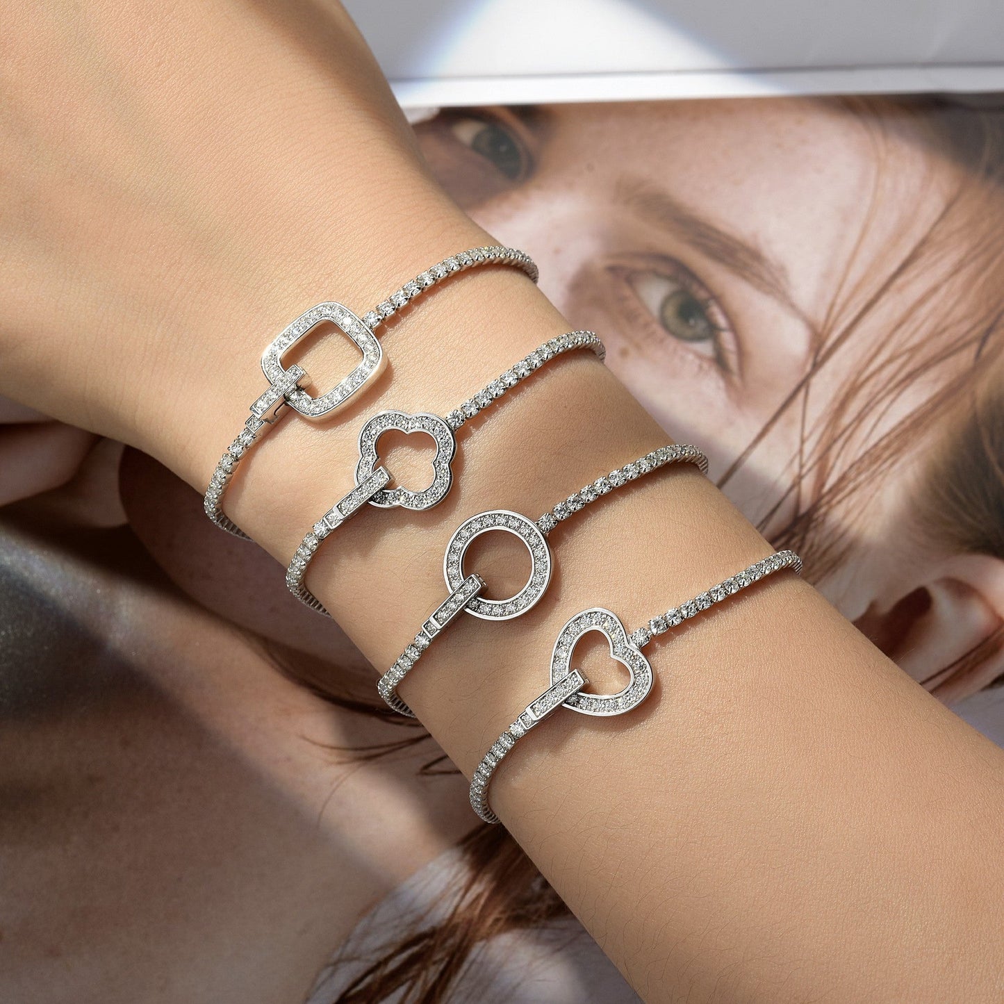 D Color Moissanite Tennis Bracelet Clasp 925 Silver 18K Gold Plated