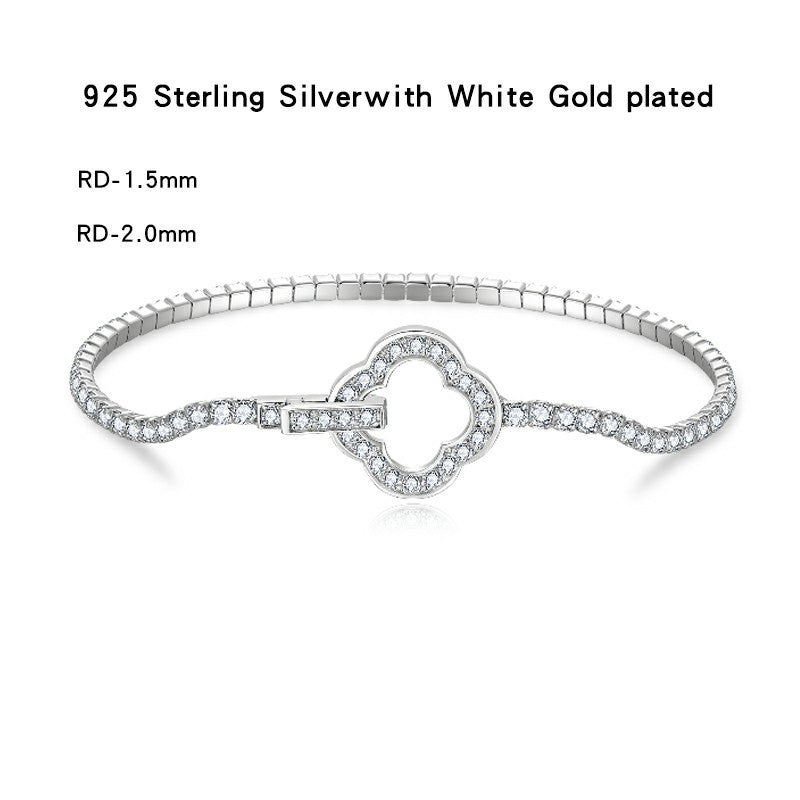 D Color Moissanite Tennis Bracelet Clasp 925 Silver 18K Gold Plated