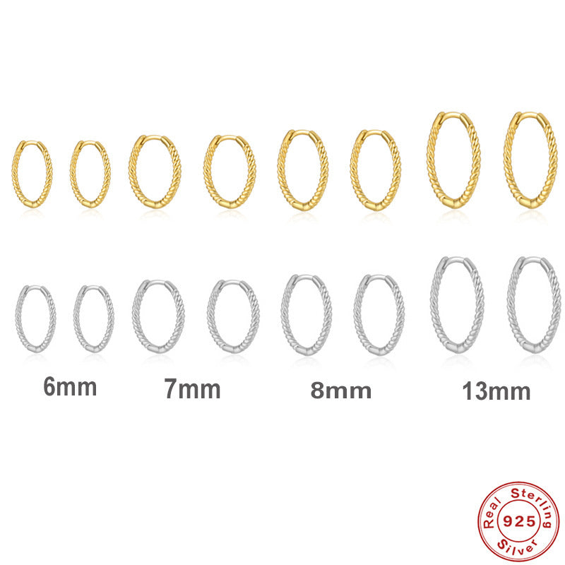 Twist Huggies Hoop Earrings 925 Sterling Silver Gift for Her